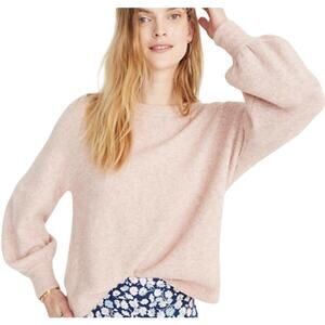 Madewell Gladwell Balloon-Sleeve Pullover Sweater Alpaca Relaxed Heather Rose S